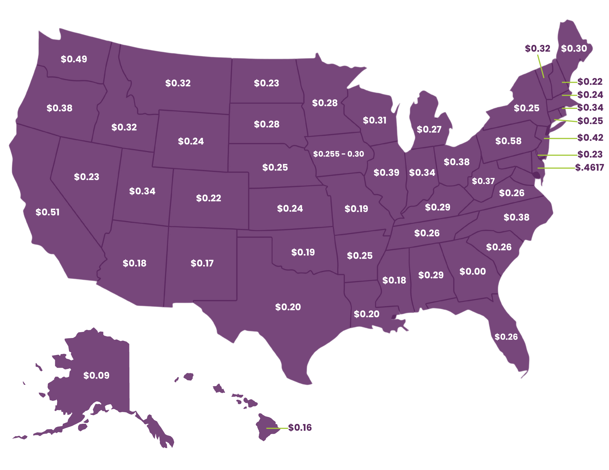 Gas Tax United States Map (2)